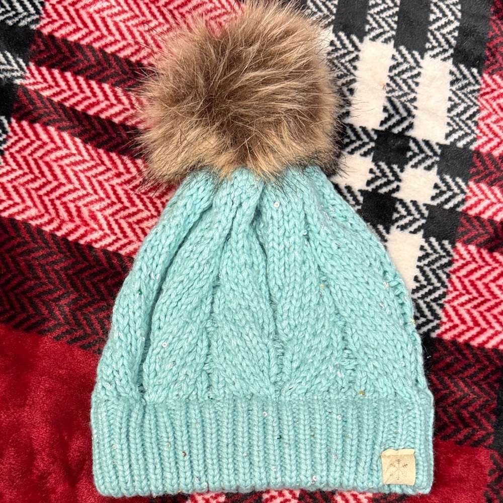 Cozy Mint Knit Pom-Pom Beanie